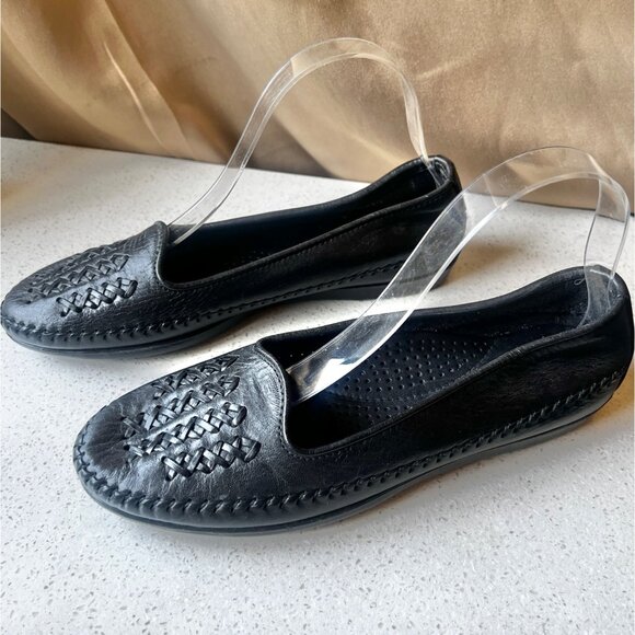 Dexter Womens Size 9 M Black Leather Slip On Shoes - Picture 1 of 11